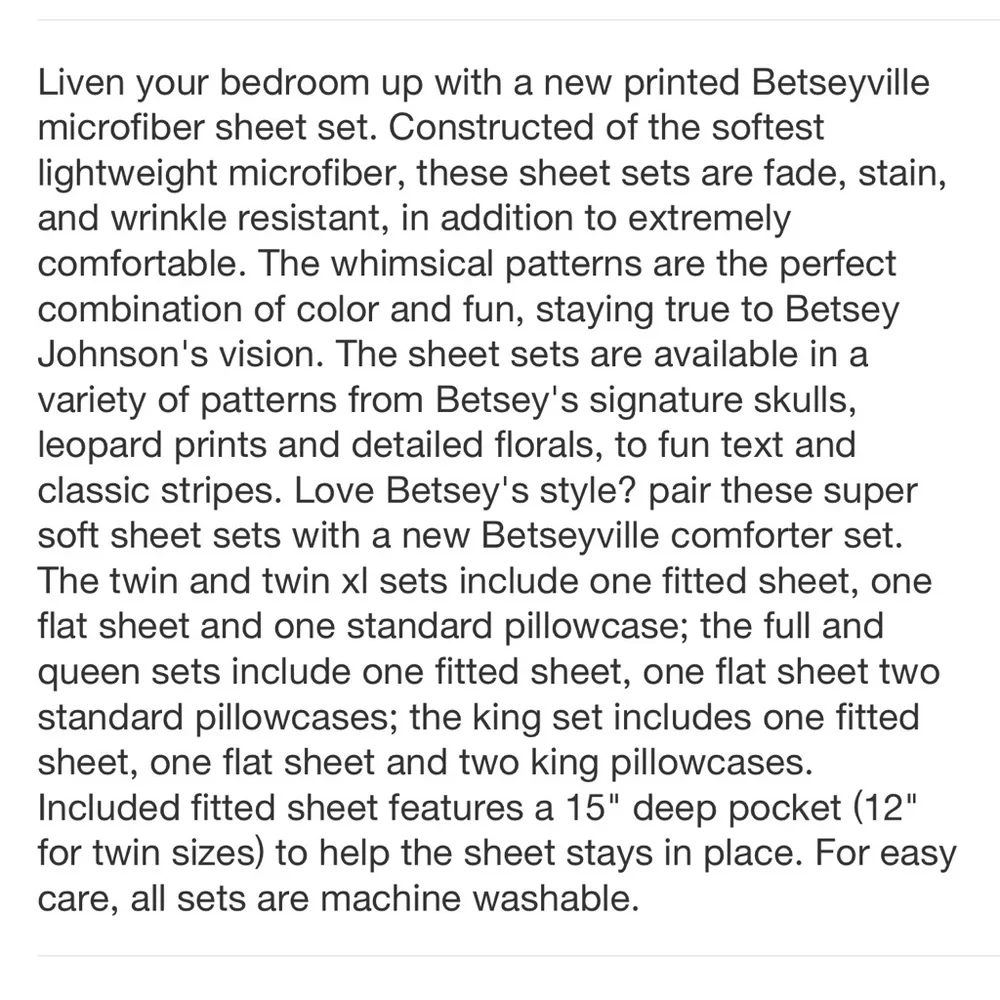 💋BETSEY JOHNSON SHEET SET!